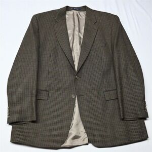 Lauren Ralph Lauren 48L Brown Houndstooth Check Lambswool Blazer Suit Sport Coat